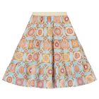 تنورة بنات طبقات بالشعار باللون الأزرق, 1, hi-res