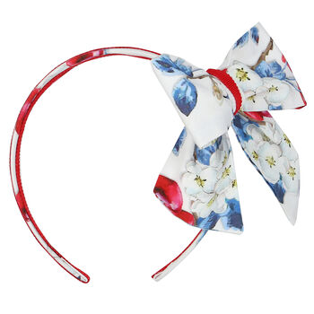 Girls White Floral & Cherry Headband
