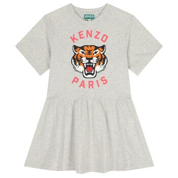 Girls Grey Tiger Logo Dress