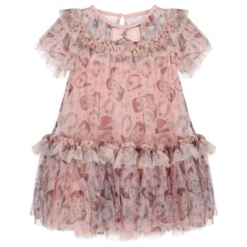 Girls Pink Bow Tulle Dress