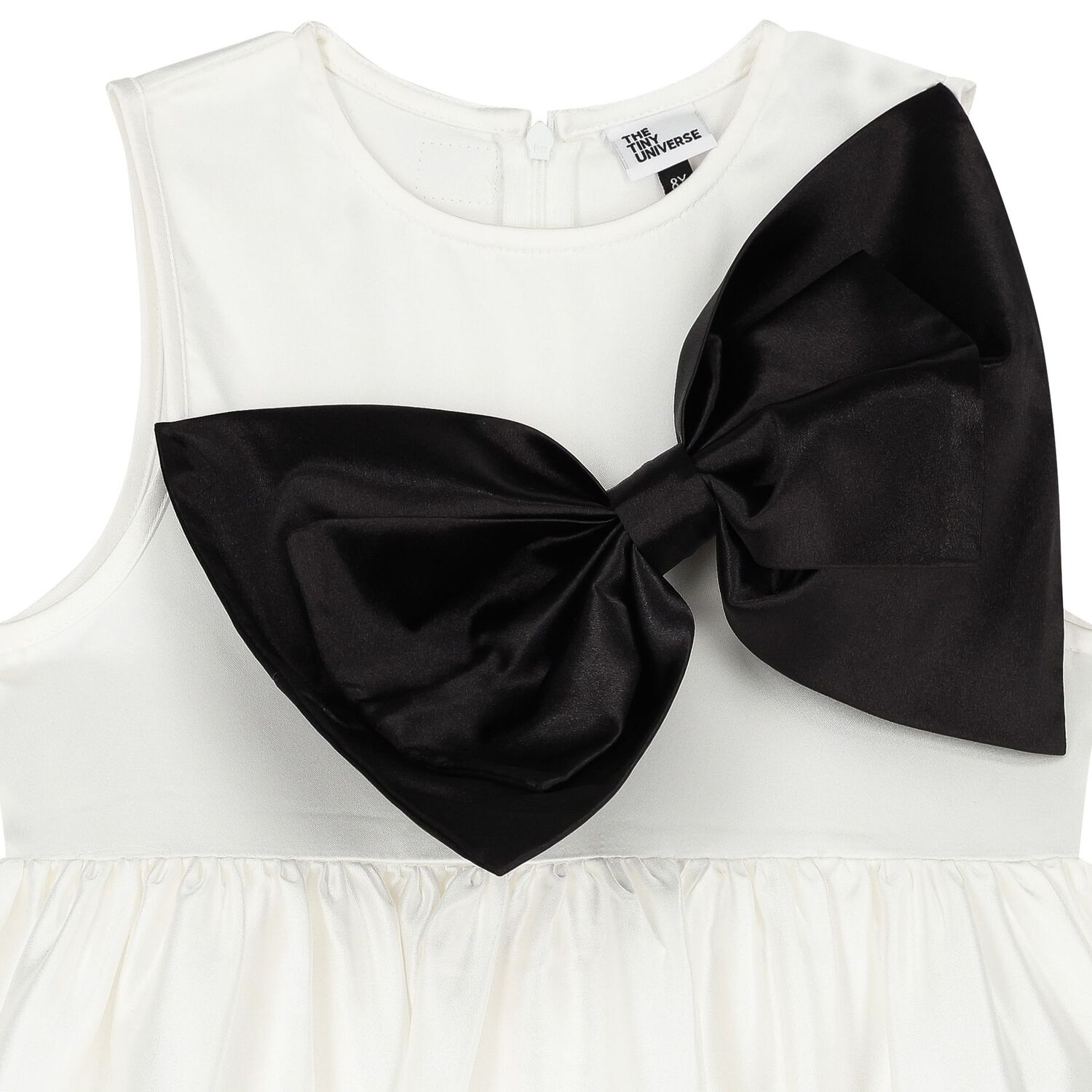 Girls White & Black Bow Dress, 1, hi-res image number null
