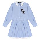 Girls Blue Logo Dress, 1, hi-res