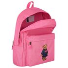 Girls Pink Canvas Polo Bear Backpack ( 44cm ), 1, hi-res