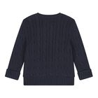 Navy Blue Logo Cable Baby Knit Jumper, 1, hi-res