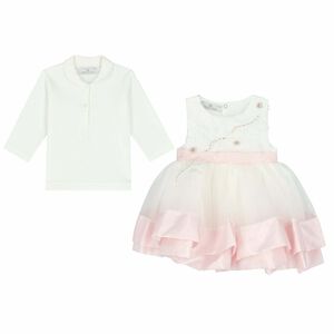 Baby Girls 3 Piece Pink & White  Dress Set 