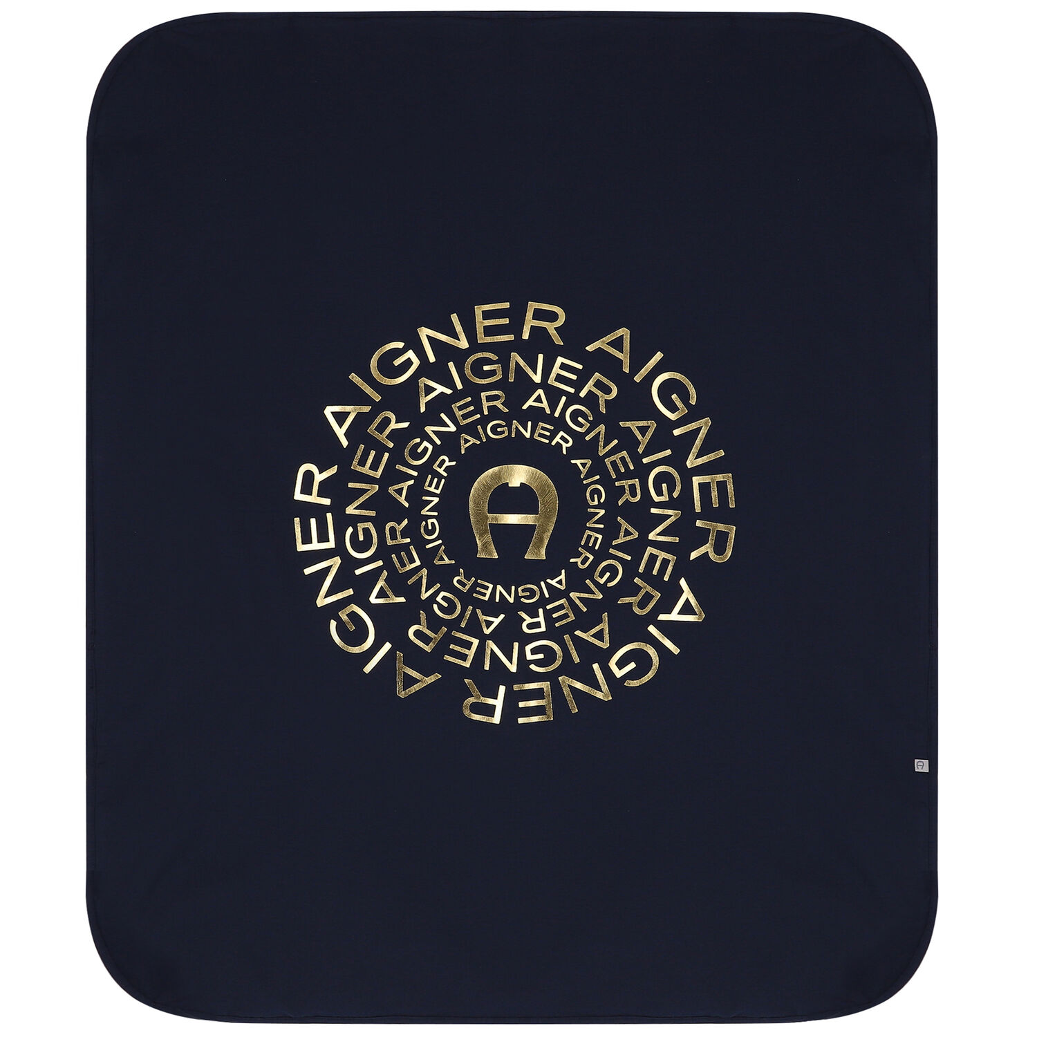 بطانية بالشعار باللون الكحلي والذهبي, 1, hi-res