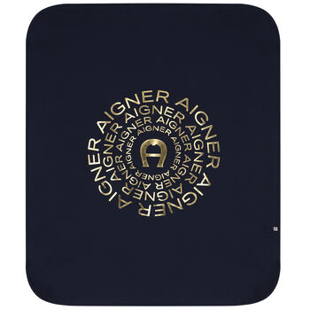 Navy Blue & Gold Logo Baby Blanket
