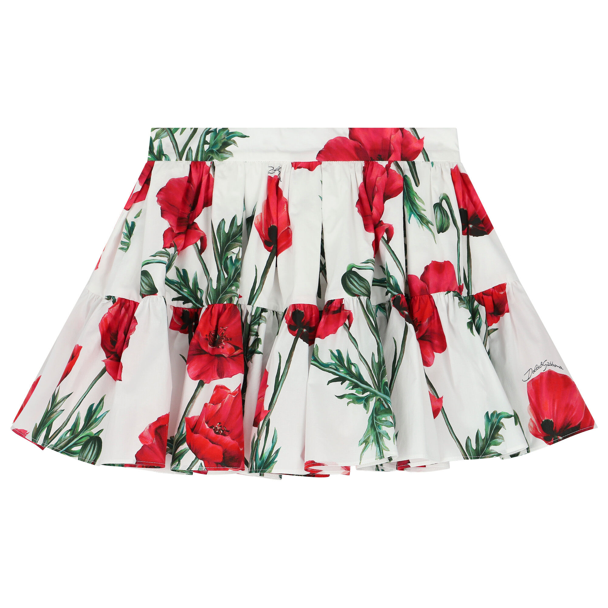 Dolce & Gabbana Girls Ivory & Red Poppy Skirt | Junior Couture USA