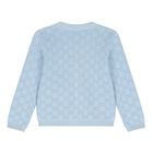Baby Boys Blue  logo Jacquard Cardigan , 1, hi-res
