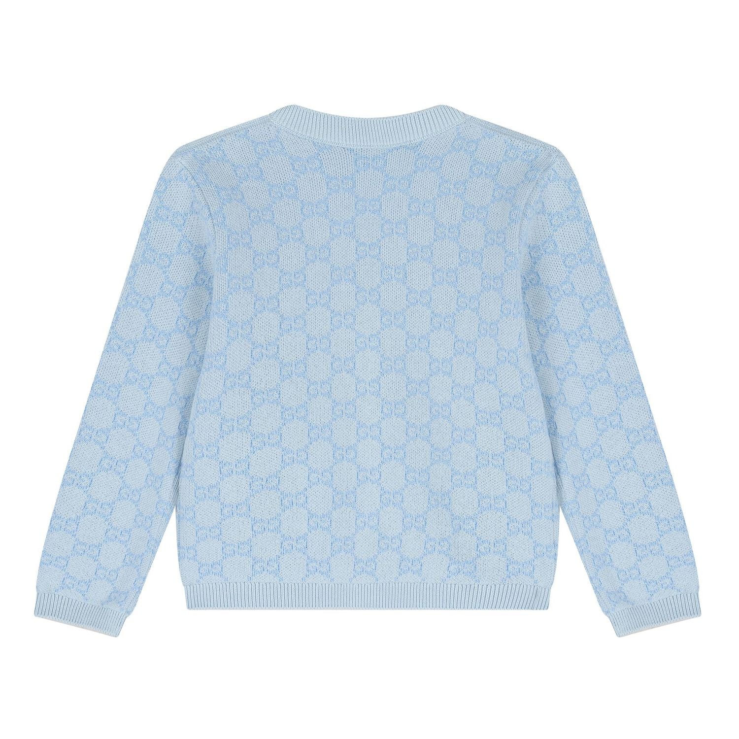 Baby Boys Blue  logo Jacquard Cardigan , 1, hi-res