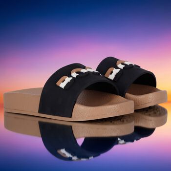 Boys Black & Beige Logo Sliders