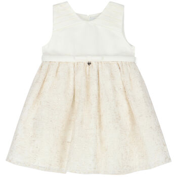 Younger Girls Ivory Organza Dress