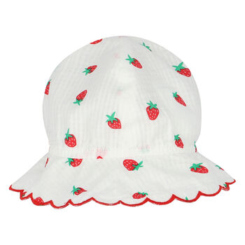 Younger Girls White & Red Strawberry Hat