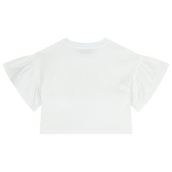 Girls White Teddy Bear Logo T-Shirt