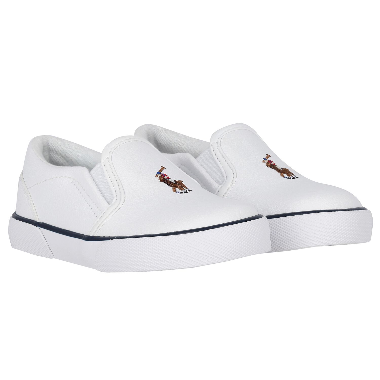 Boys White Logo Trainers, 1, hi-res
