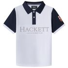 Boys White Logo Polo Shirt, 1, hi-res