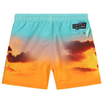 Boys Blue & Orange Parachute Swim Shorts
