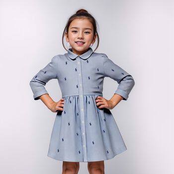 Girls Blue Logo Dress