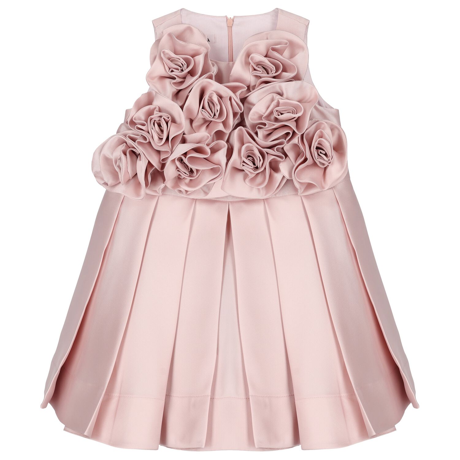 Girls Pink Flower Satin Dress, 1, hi-res image number null