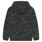 Boys Black Camouflage Hooded Zip Up Top, 1, hi-res