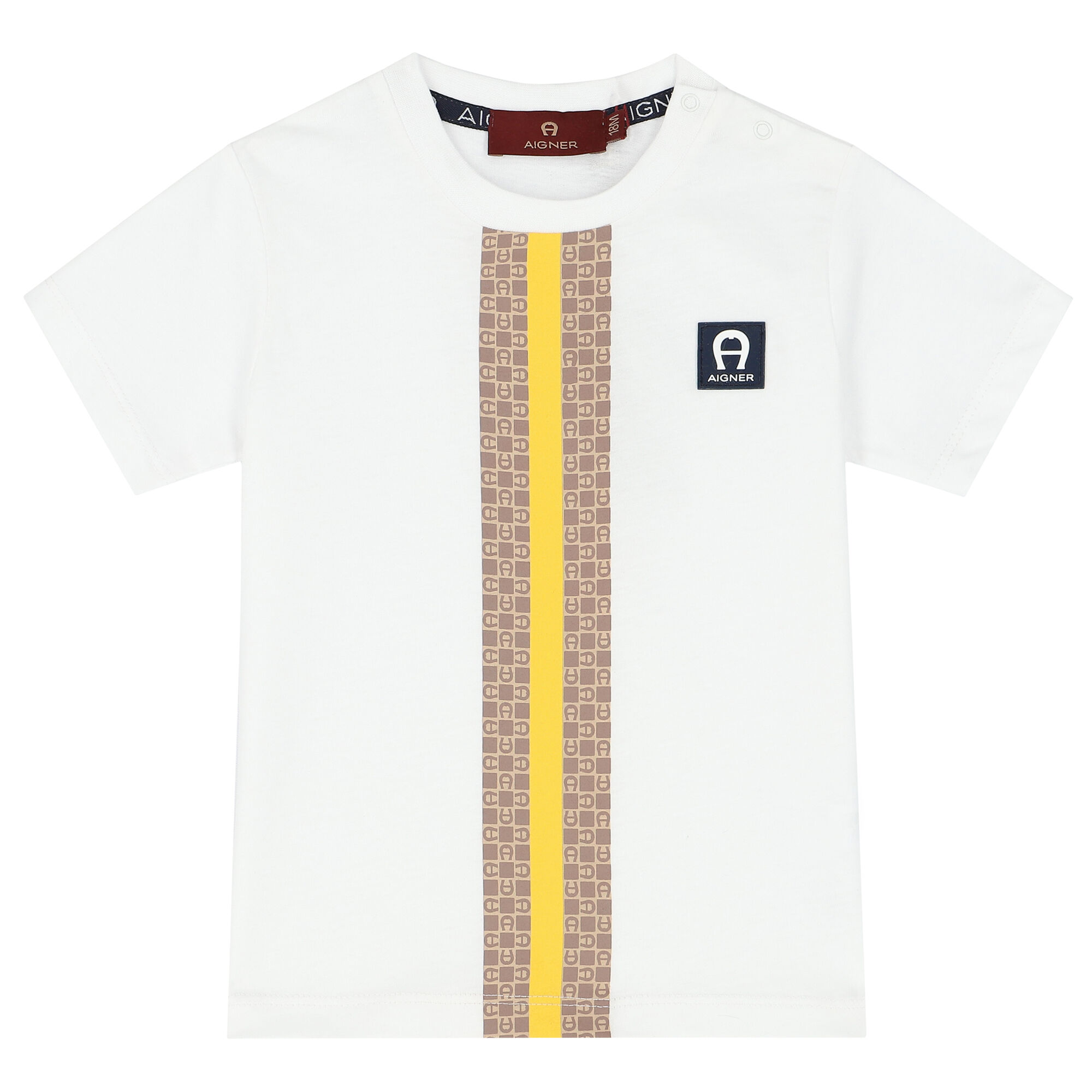Aigner Younger Boys White \u0026 Yellow Logo 