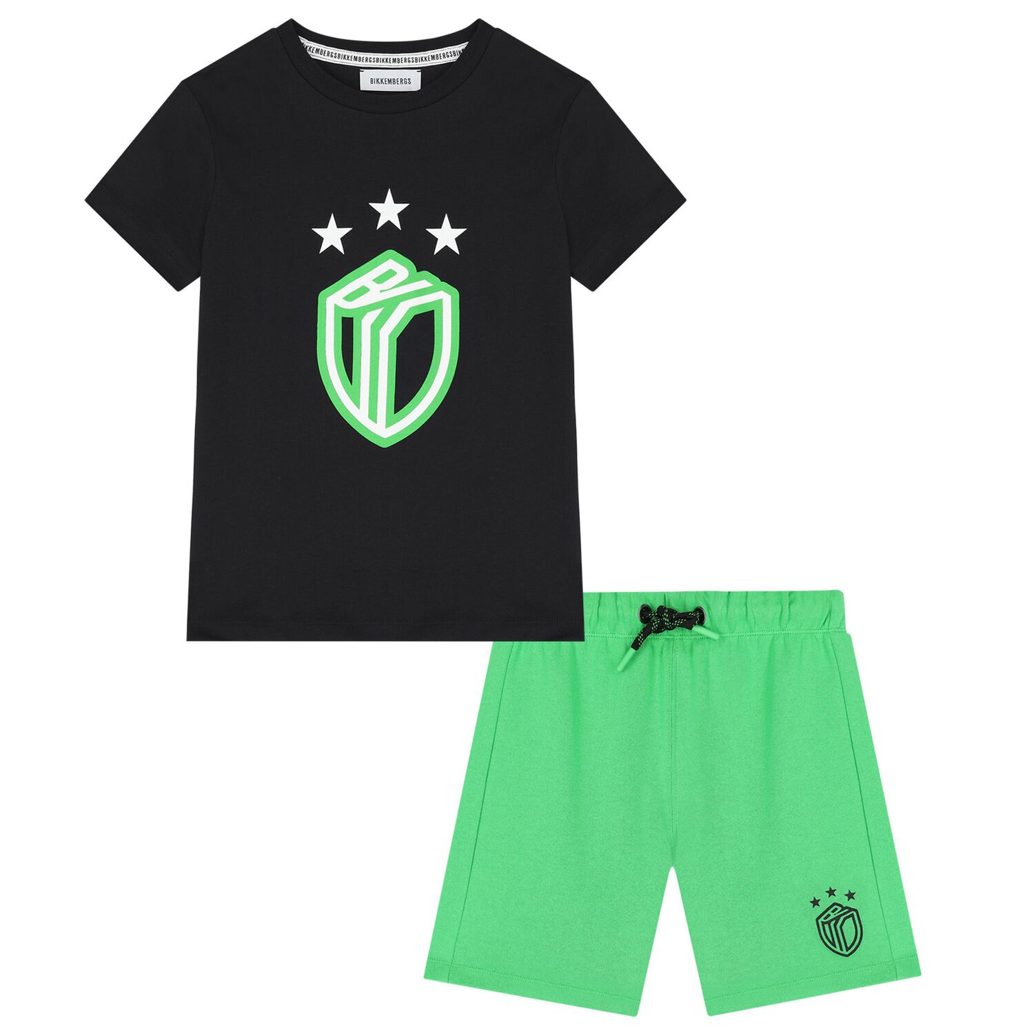 Boys Black & Green Logo Shorts Set, 2, hi-res image number null