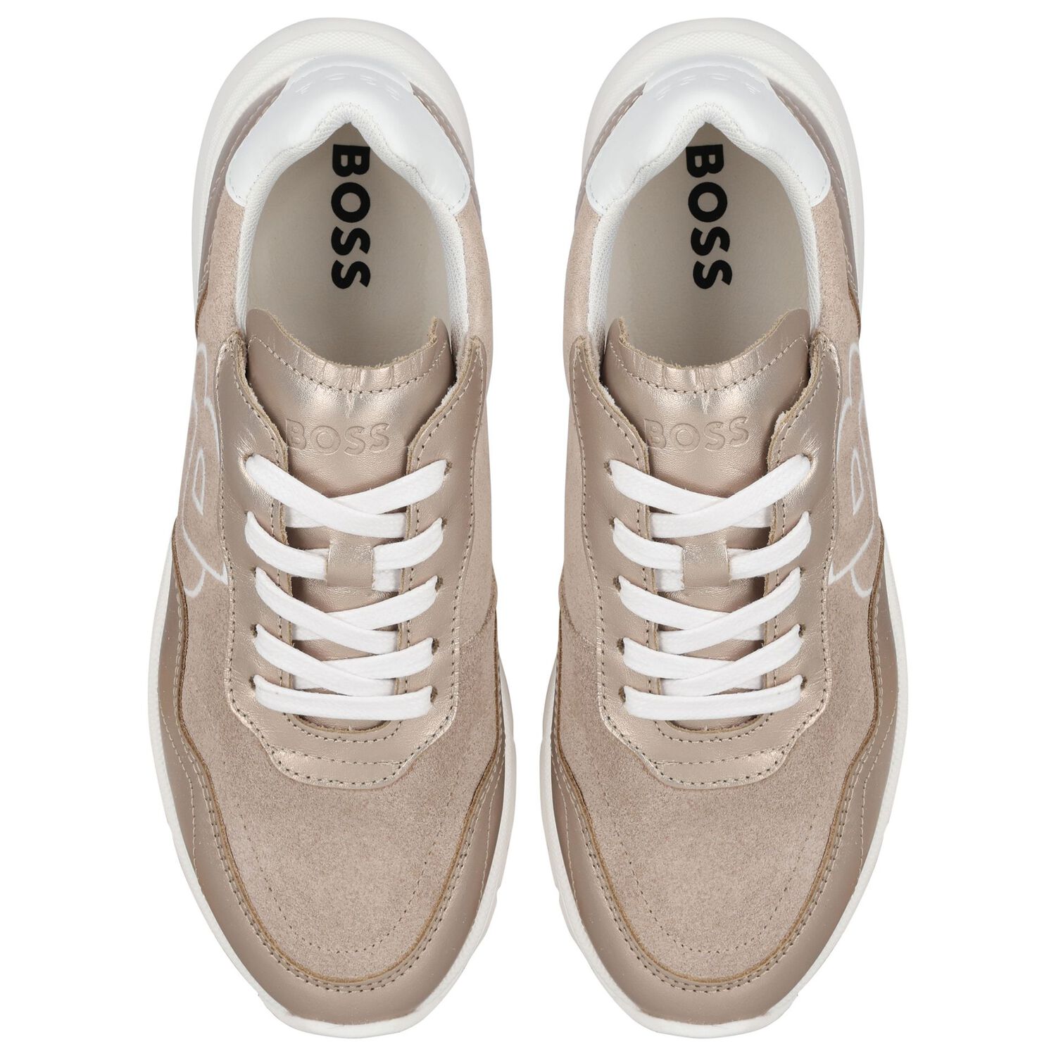 حذاء رياضي بالشعار باللون الذهبي للبنات, 1, hi-res