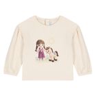 Younger Girls Beige Printed Long Sleeve Top, 2, hi-res