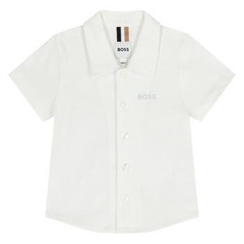 Younger Boys White Logo Shirt