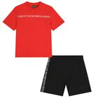 Boys Red & Black Logo Shorts Set, 3, hi-res