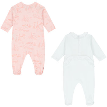 Girls Pink & White Logo Babygrows ( 2-Pack )