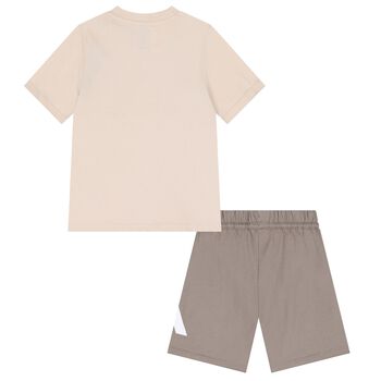 Beige Logo Shorts Set