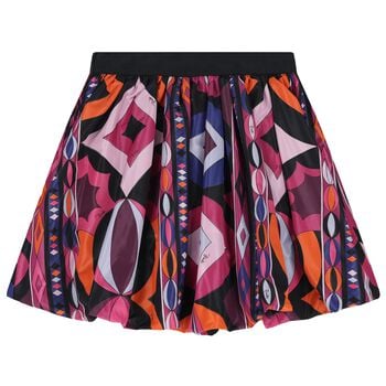 Girls Black & Pink Vortice Bubble Skirt
