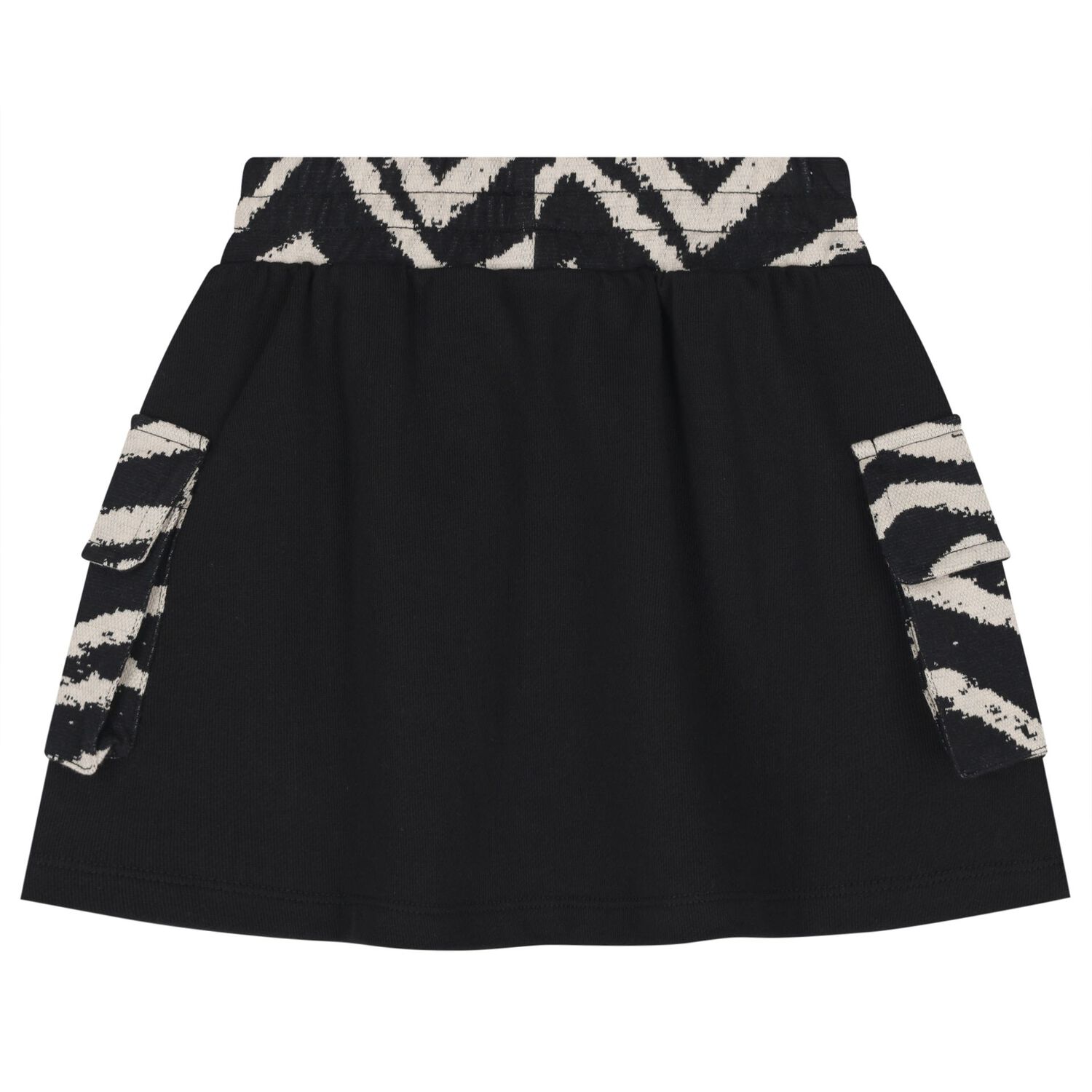 Girls Black Zig Zag Logo Skirt, 1, hi-res