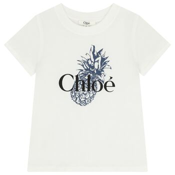 Girls White Mini Me Pineapple Logo T-Shirt