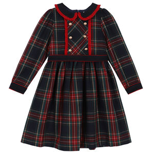 Girls Red & Navy Tartan Dress