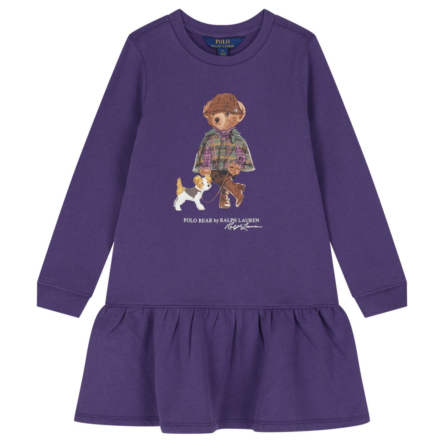 Girls Purple Polo Bear Dress, 1, hi-res