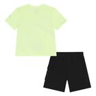 Younger Boys Green & Black Logo Shorts Set, 1, hi-res