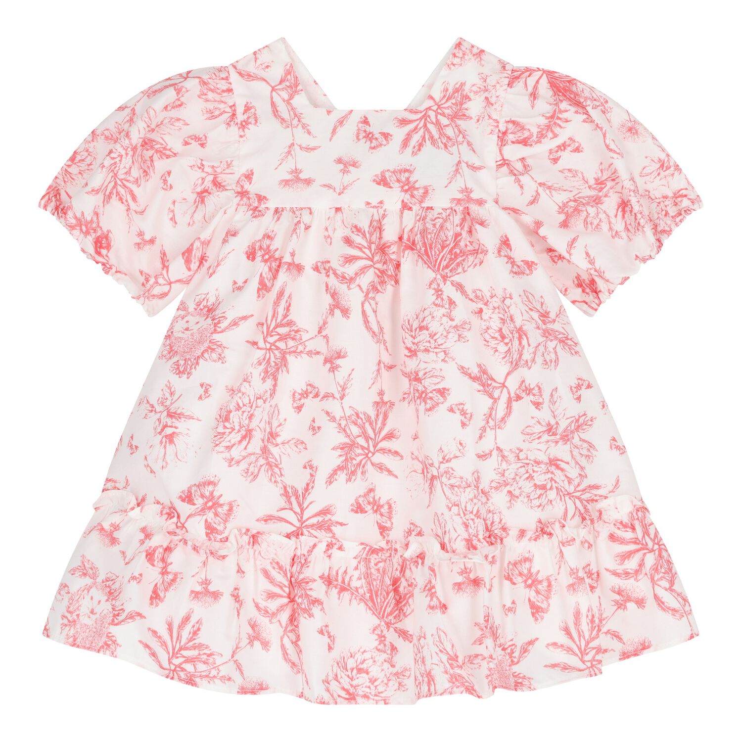 Baby Girls White & Red Floral Dress, 1, hi-res image number null