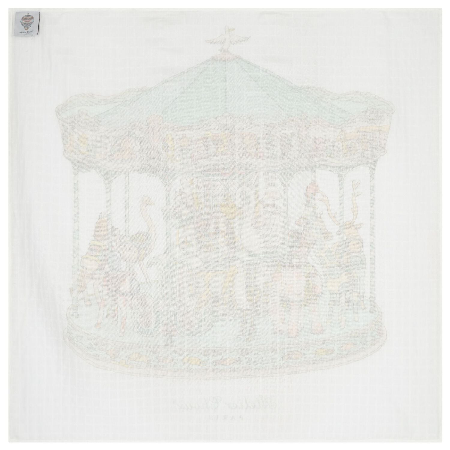Ivory & Green Carousel Carr&eacute; Swaddle & Bib Gift Set, 1, hi-res