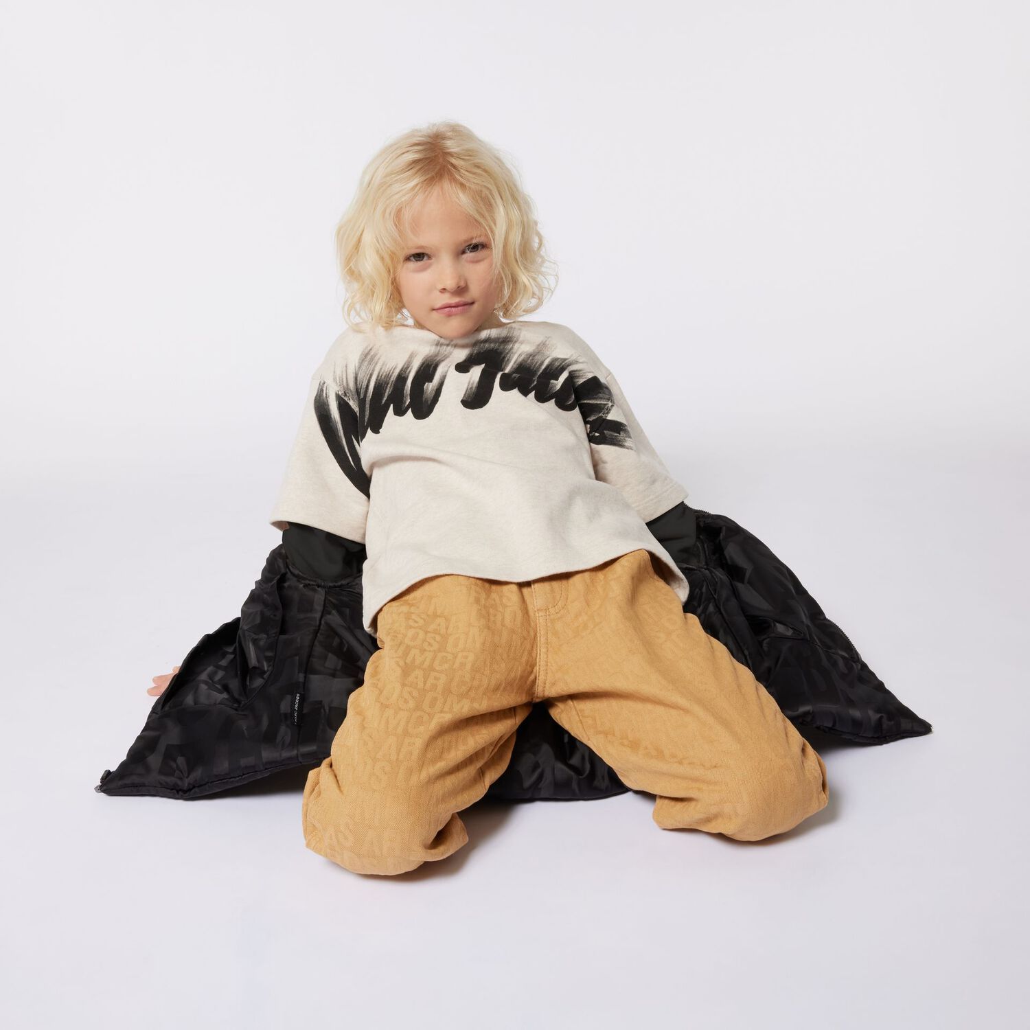 تيشيرت بالشعار باللون البيج, 1, hi-res image number null