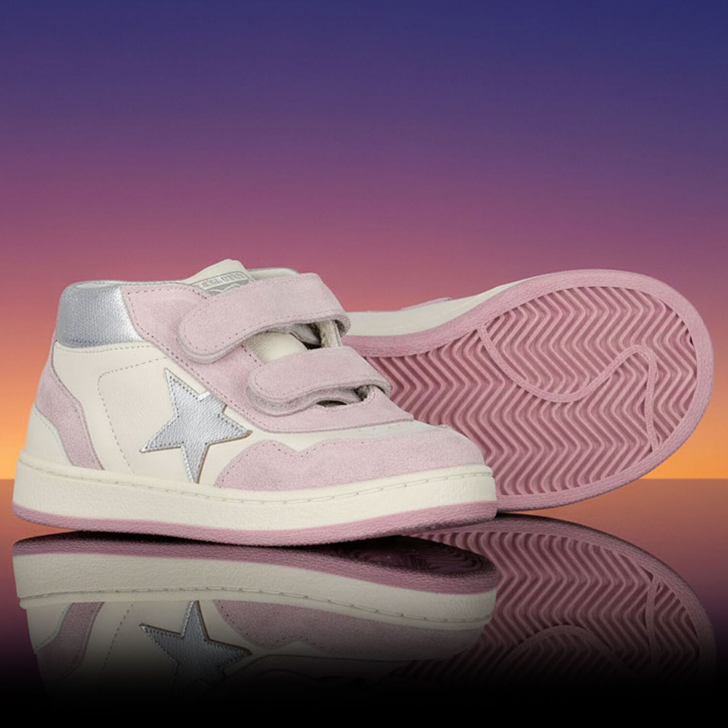 Younger Girls Pink & Ivory Trainers, 1, hi-res