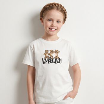Boys White Teddy Bear Logo T-Shirt