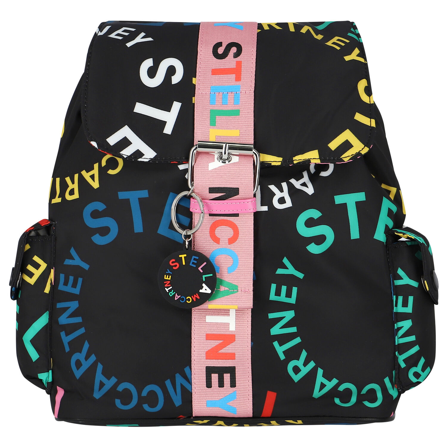 حقيبة ظهر بنات بالشعار باللون الاسود, 1, hi-res
