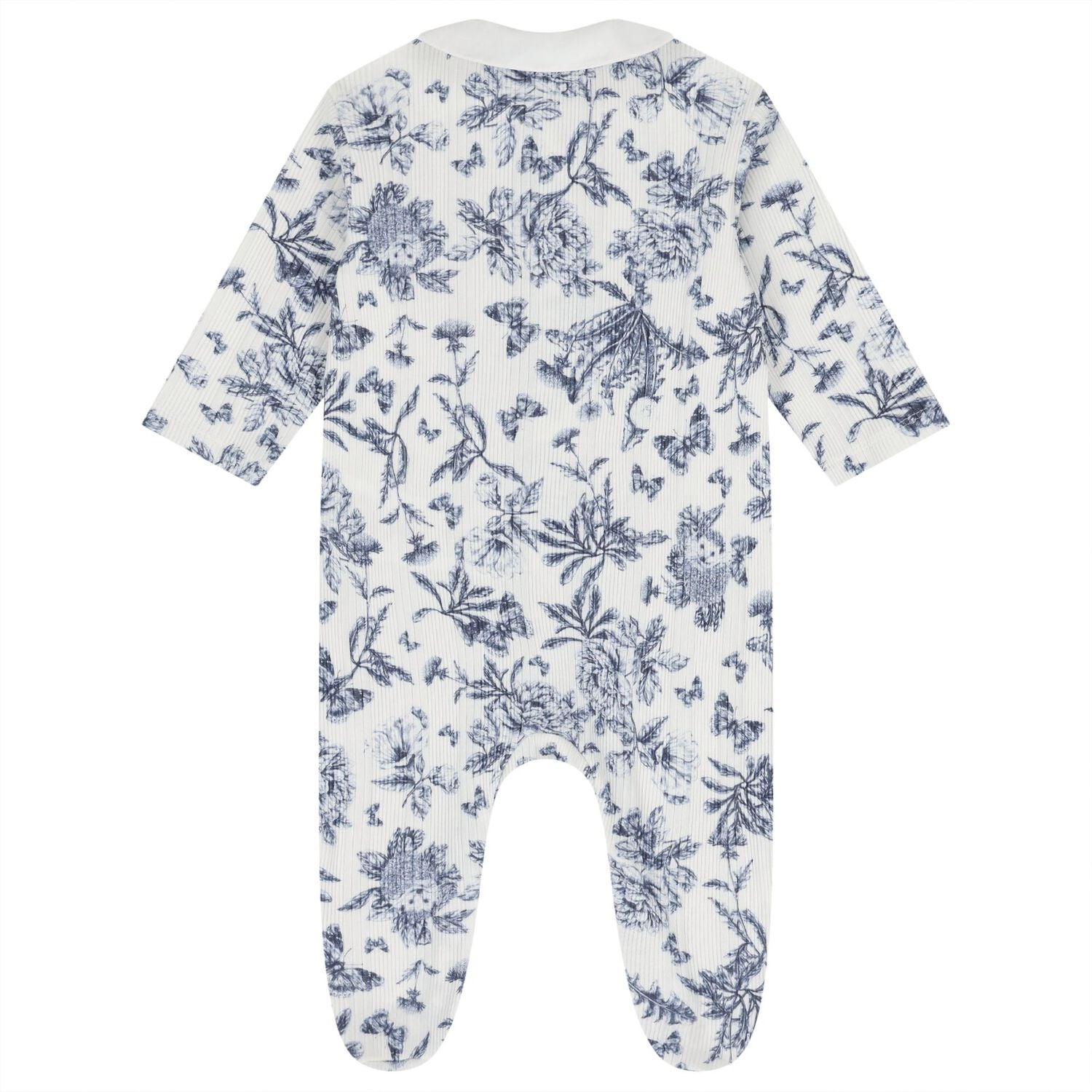 Baby Boys Ivory & Navy Blue Toile De Jouy Babygrow Gift Set, 1, hi-res