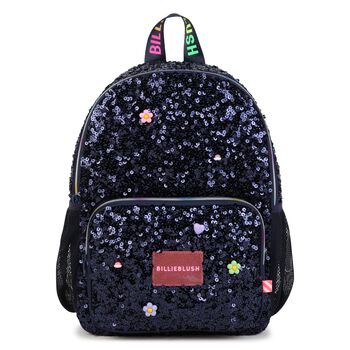 Girls Navy Blue Embellished Backpack ( 35cm )