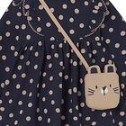 Younger Girls Navy Blue Polka Dots Dress Set, 1, hi-res