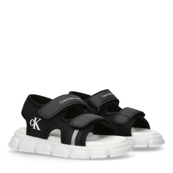 Younger Boys Black & White Logo Sandals