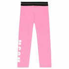 Girls Pink Logo Leggings, 2, hi-res