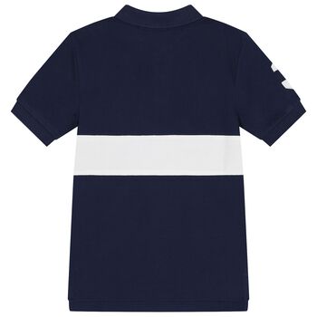 Boys Navy Blue & White Pony Logo Polo Shirt